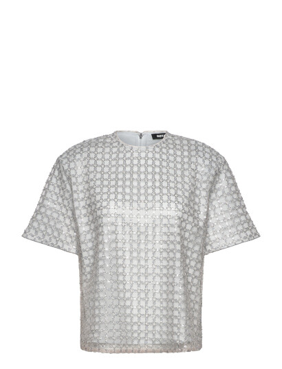 ROTATE Birger Christensen Beaded Oversized Top - Silver - 38