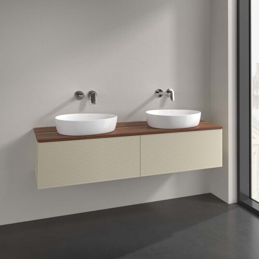 Villeroy & Boch Antao Servantskap med 2 skuffer 160x50x36 cm u/lys Grå Matt/Valnøtt