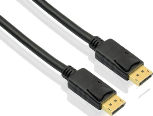 Helos Tilkoblingskabel Displayport Hann/Han 4K 1,0M Svart
