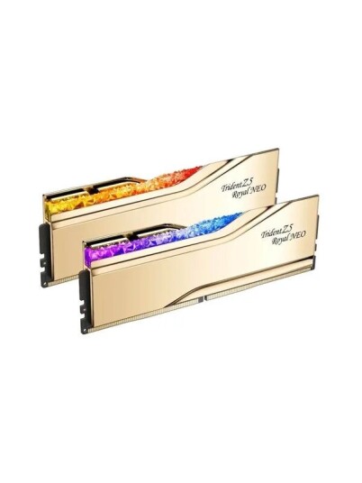 G.Skill Trident Z5 Royal Neo RGB DDR5 6000 64GB CL26 Dual Channel 2 pcs AMD EXPO Gold med RGB G.Skill Trident Z5 Royal Neo RGB DDR5 6000 64GB CL26 Dual Channel 2 pcs AMD EXPO Gold med RGB