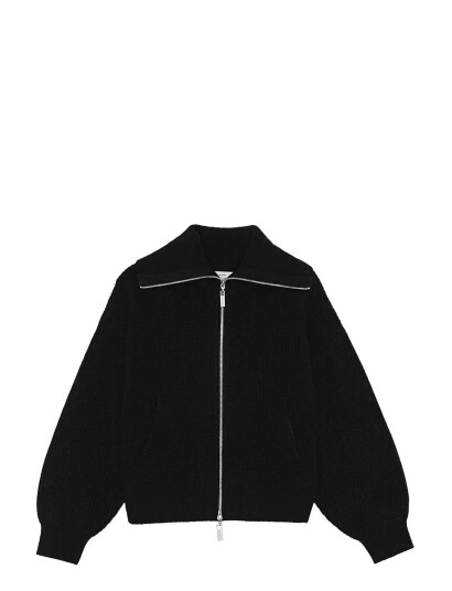 REMAIN Birger Christensen Knitted Cropped Bomber Black S