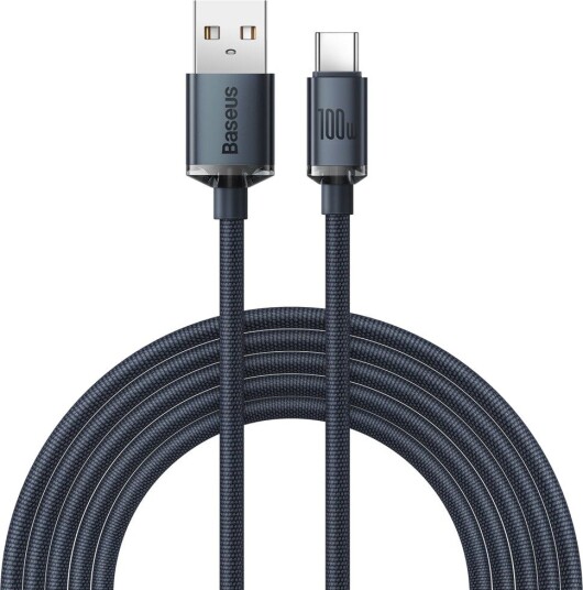 Baseus Crystal Shine 100W USB-C Kabel 2m Sort