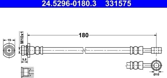 Bremseslange ATE 24.5296 0180.3 Bremseslange ATE 24.5296 0180.3