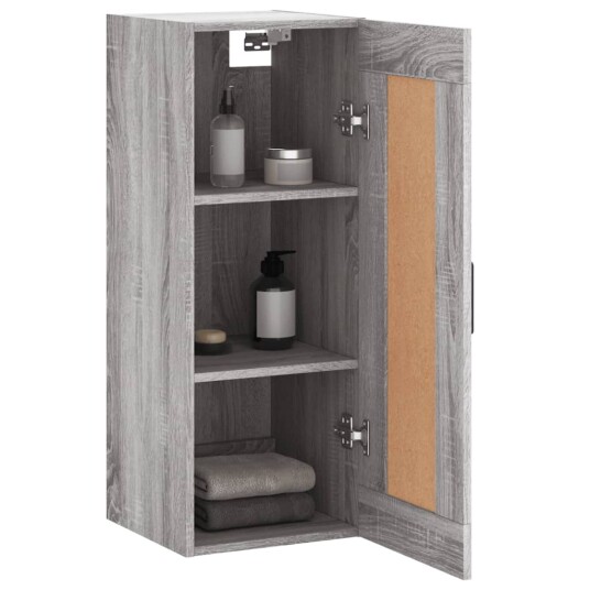 Veggmontert skap grå sonoma 34,5x34x90 cm konstruert tre 8720845950996