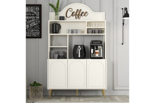 Bar Kaffeskap Hazim Tre Krem / Gull Krem / Gull