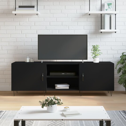 TV-benk svart 150x30x50 cm konstruert tre 829093
