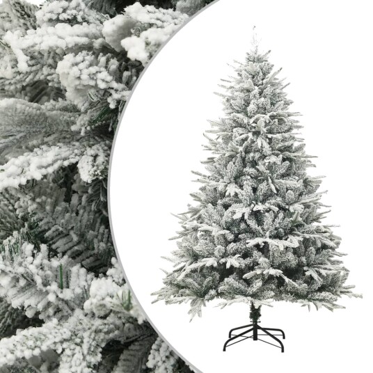vidaXL Kunstig juletre med flokket snø grønn 240 cm PVC og PE vidaXL Kunstig juletre med flokket snø grønn 240 cm PVC og PE