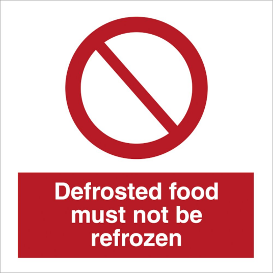 Defrosted food must not be frozzen - Selvklebende vinyl - 100 x 100 mm