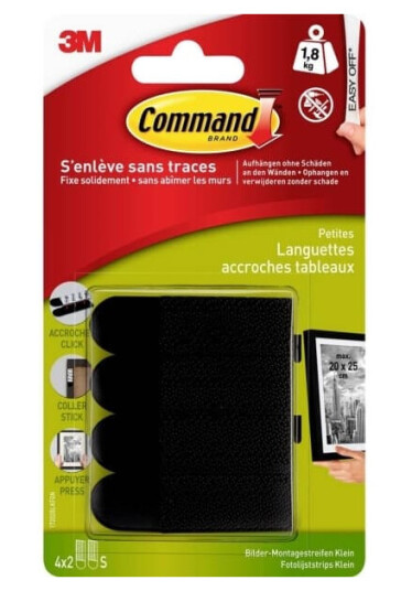 3M Command™ bildemonteringsstrimler svart Innhold: 4 par 17202BLKFGN