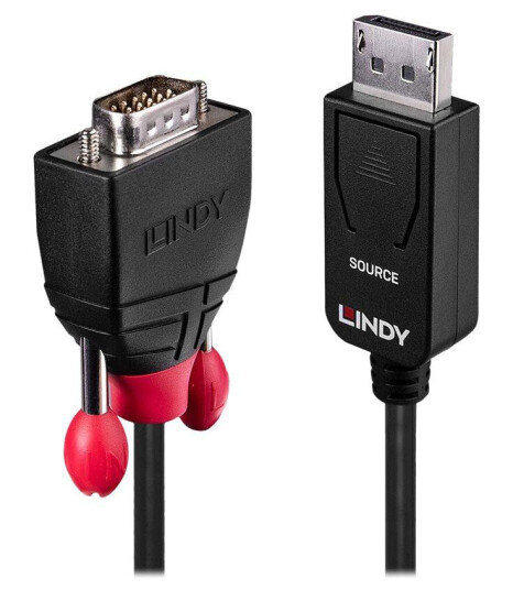 Lindy 3m DisplayPort til VGA Kabel med Gullbelagte Kontakter - Svart