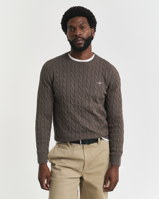 GANT Cotton Cable Crew Neck Pullover Seawood Melange GANT Cotton Cable Crew Neck Pullover Seawood Melange
