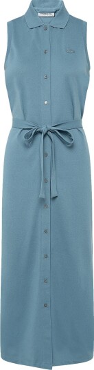 Lacoste Long Stretch Pique Polo Dress - BLUE - 36