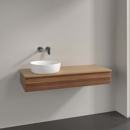 Villeroy & Boch Antao Servantskap med 1 skuff 120x50x19 cm m/lys Valnøtt/Eik Villeroy & Boch Antao Servantskap med 1 skuff 120x50x19 cm m/lys Valnøtt/Eik