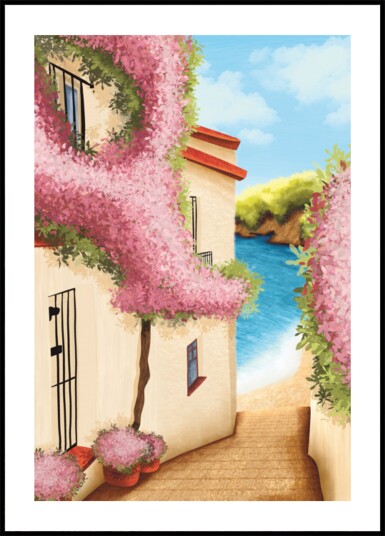 Mediterranean Flower Path Plakat / 40x50