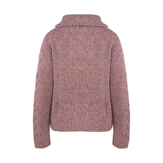 Neeti Half-zip Pink melange L Lambswool cable zip-neck sweater