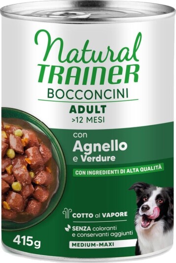 Natural Trainer Våtfôr Adult Bocconcini Medium & Maxi Biter Lam 415 G