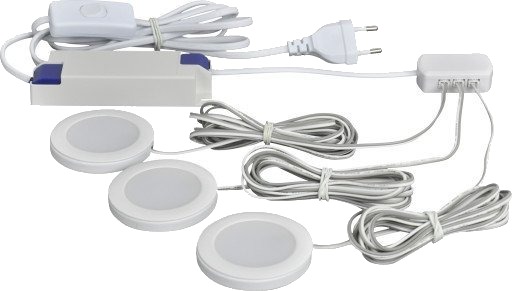 Nordtronic Linea inn-/påbygningsspot 3-kit, 2,3W/2700K LED, matt hvit