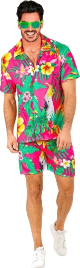 Widmann Tropisk Rosa Hawaii Skjorte og Shorts XXL Widmann Tropisk Rosa Hawaii Skjorte og Shorts XXL