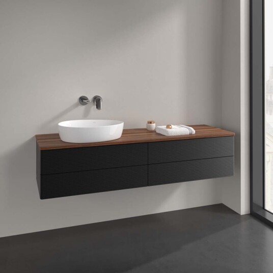 Villeroy & Boch Antao Servantskap med 4 skuffer 160x50x36 cm m/lys Sort Matt/Valnøtt Villeroy & Boch Antao Servantskap med 4 skuffer 160x50x36 cm m/lys Sort Matt/Valnøtt