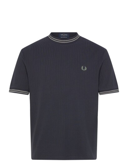 Fred Perry Ribbed Jersey T Shirt Navy XXL