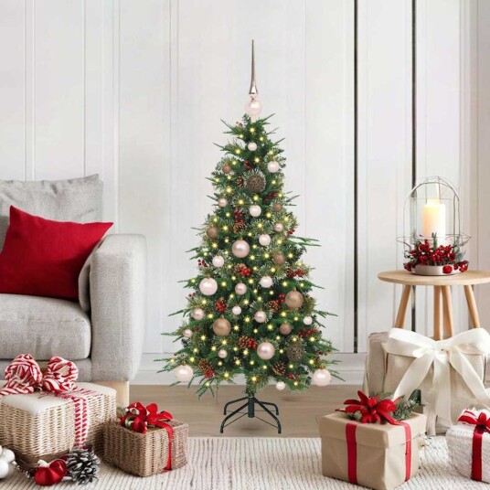  Kunstig sammensatt juletre med 150 LED grønn 120 cm PE og PVC