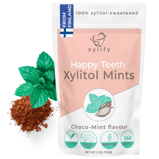 Xylitol sugetabletter XYLIFY Happy Teeth Mints Choco Mint 240 pcs. Xylitol sugetabletter XYLIFY Happy Teeth Mints Choco Mint 240 pcs.