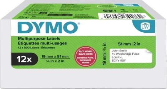 Dymo Lw Flerbruksetikett 19X51mm 12 Ruller