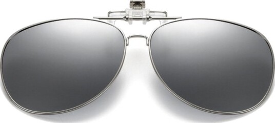 Flip Up Polarized Pilot Clip-On solbriller metall sølv