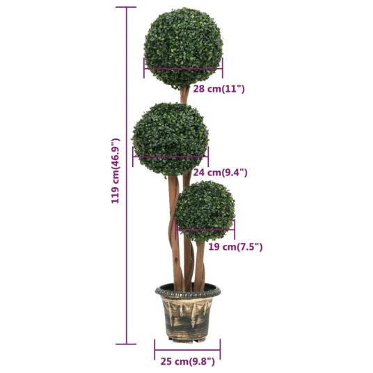 vidaXL Kunstig buksbomplante med potte ballformet 119 cm grønn vidaXL Kunstig buksbomplante med potte ballformet 119 cm grønn