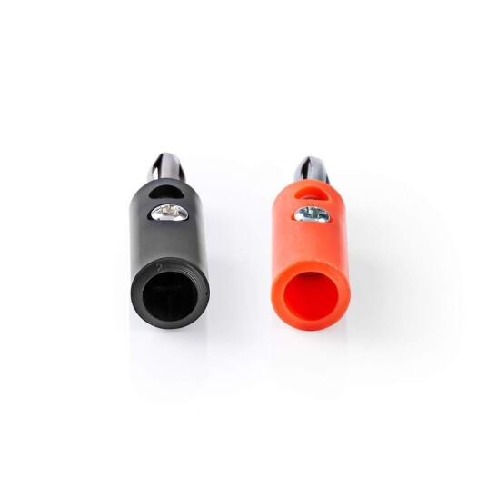 Nedis Banana Connector Rett Hann Nikkel Belagt Skrue Kabeltilførselsdiameter: 4.5 Mm PVC Rød / Sort 4 Stk. Boks
