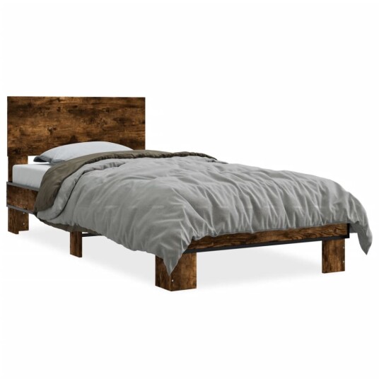 Sengeramme røkt eik 90x200 cm konstruert tre og metall 8721102447877 Sengeramme røkt eik 90x200 cm konstruert tre og metall 8721102447877