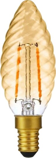 Spl E14 2W dimbar LED kronepære   Twisted Candle 2000K Gold filament   Dimbar : Dimbar Kulør : Ekstra varm