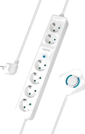 LogiLink 4+2 veis strømuttak med fotbryter hvit LPS271 LogiLink 4+2 veis strømuttak med fotbryter hvit LPS271
