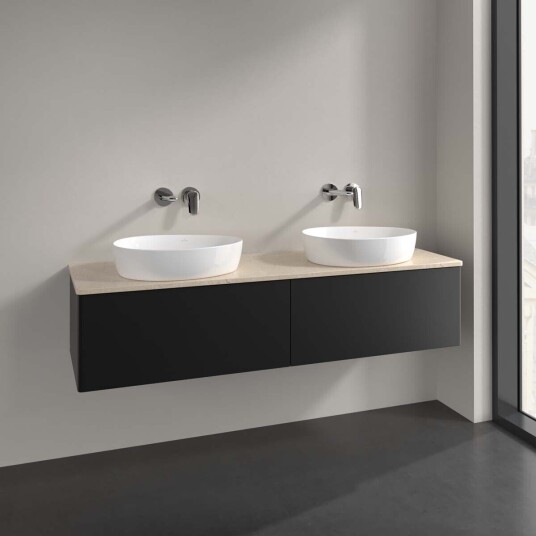 Villeroy & Boch Antao Servantskap med 2 skuffer 160x50x36 cm m/lys Sort Matt/Crème