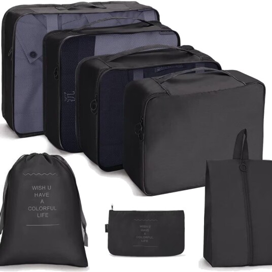 7-delt Organizer-sett for Koffert – Effektiv Pakking og Oppbevaring for Reise - Svart 7-delt Organizer-sett for Koffert – Effektiv Pakking og Oppbevaring for Reise - Svart