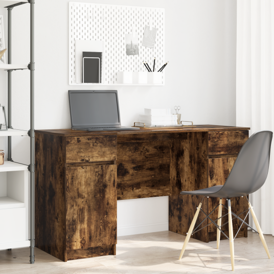  Skrivebord Røkt Eik 140x49x76 cm Konstruert tre