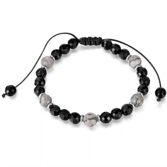 Lapiz og onyx perle armbånd