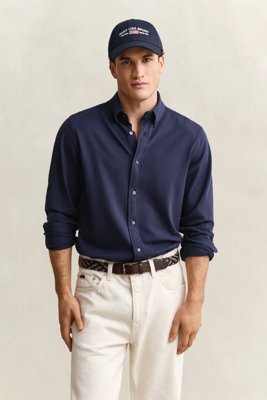 GANT Reg Jersey Pique Stretch Shirt - Navy - XXXL