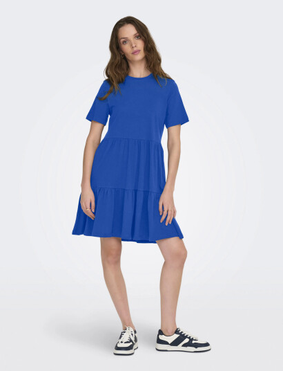 ONLY Onlmay Life S/S Peplum Dress Box Jrs - Blue - M