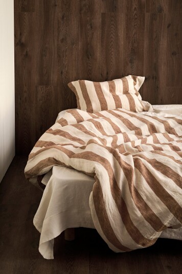 Ellos Home Sengesett Candice Block Stripe i vasket lin 2 deler Flerfarget