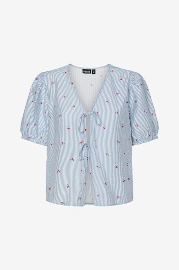 pieces - Bluse pcFionna 2/4 Binding Top Pwp Wvn BC - Blå