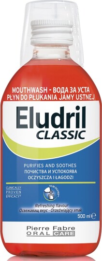 Klorheksedin Munnvann ELUDRIL Classic 500 ml. Klorheksedin Munnvann ELUDRIL Classic 500 ml.