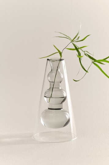 Jotex Grey Glassvase Høyde 18 Cm Clear /Grey TILO 2060749010