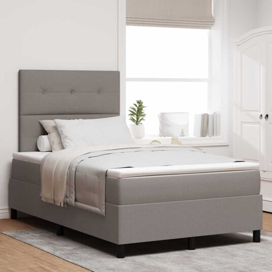 Kontinental seng med madrass & LED Taupe 120x190 cm Stoff