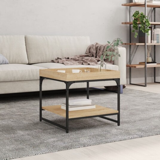 vidaXL Salongbord sonoma eik 49,5x49,5x45 cm konstruert tre