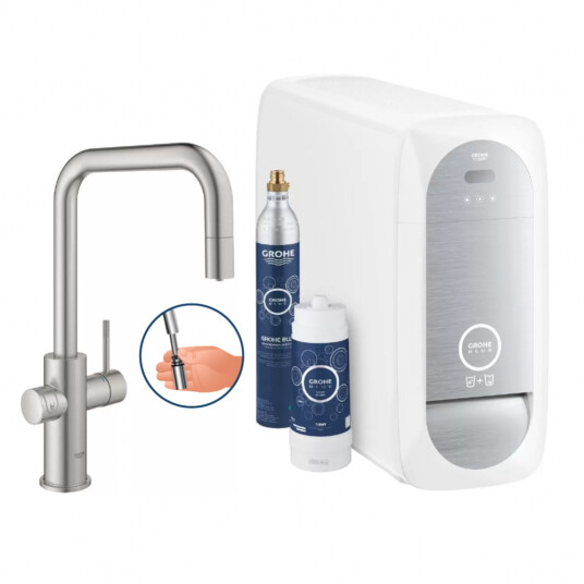 GROHE Blue Home - U-tut - Uttrekkbar - Supersteel GROHE Blue Home - U-tut - Uttrekkbar - Supersteel