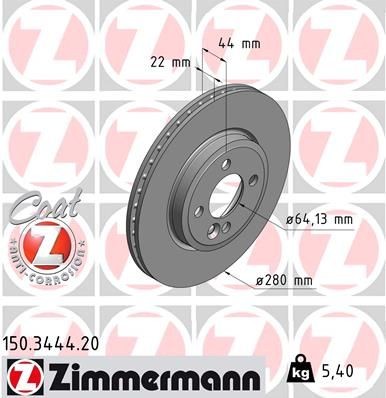 Bremseskive ZIMMERMANN 150.3444.20
