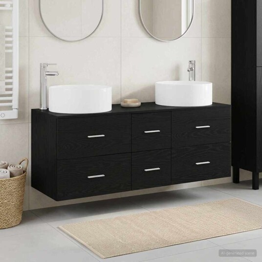 vidaXL Baderomsinnredningssett 3 stk. Svart 49,5 x 44,5 x 65,5 cm vidaXL Baderomsinnredningssett 3 stk. Svart 49,5 x 44,5 x 65,5 cm