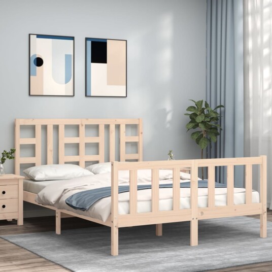 vidaXL Sengeramme med hodegavl 140x190 cm heltre