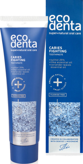 Naturlig xylitol tannkrem ECODENTA Caries Fighting Koriander & Lime 100 ml